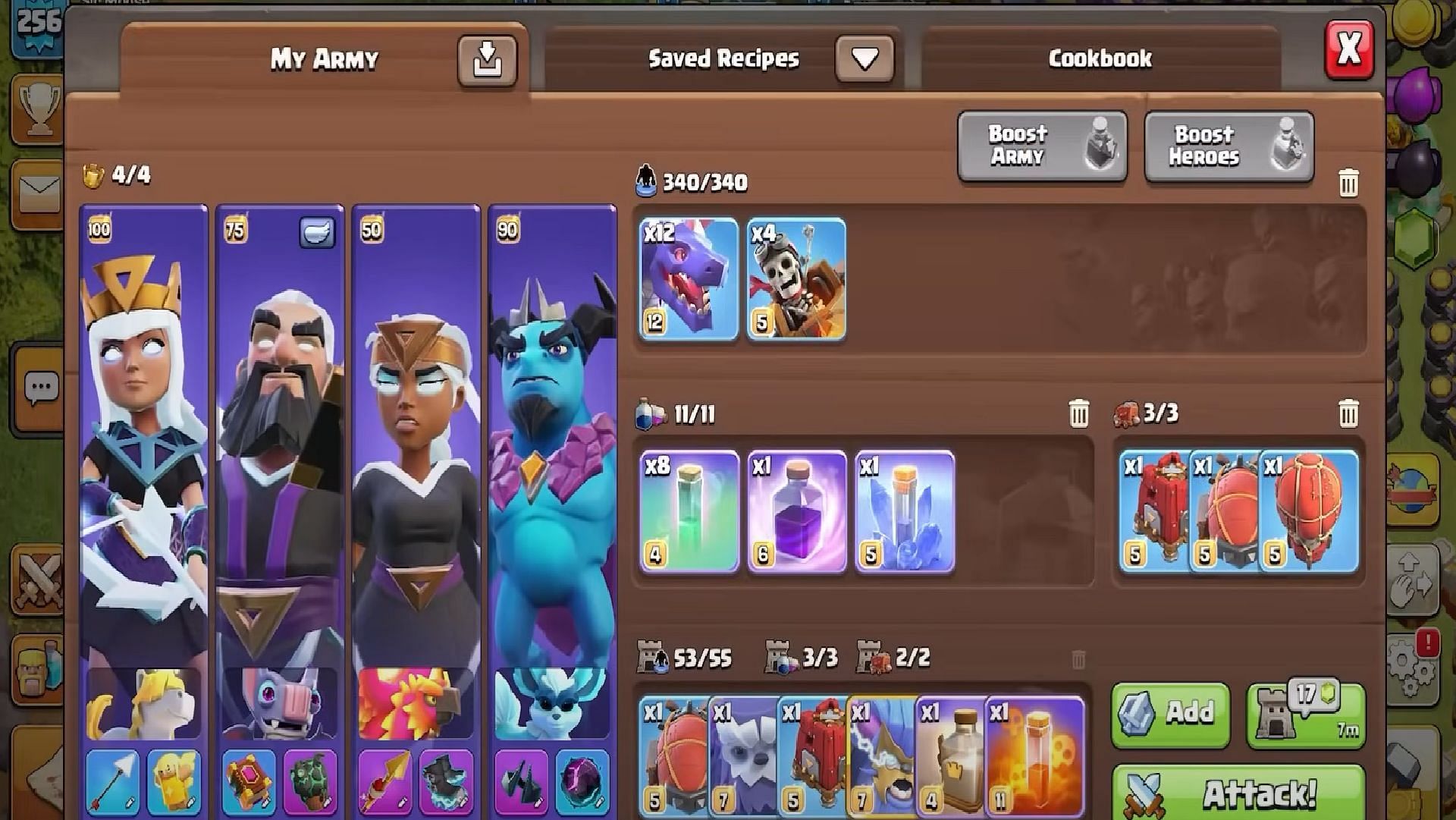 Royal Champion Invisible Spell charge is one of the best Town Hall 17 attack strategies in Clash of Clans (Image via Supercell)